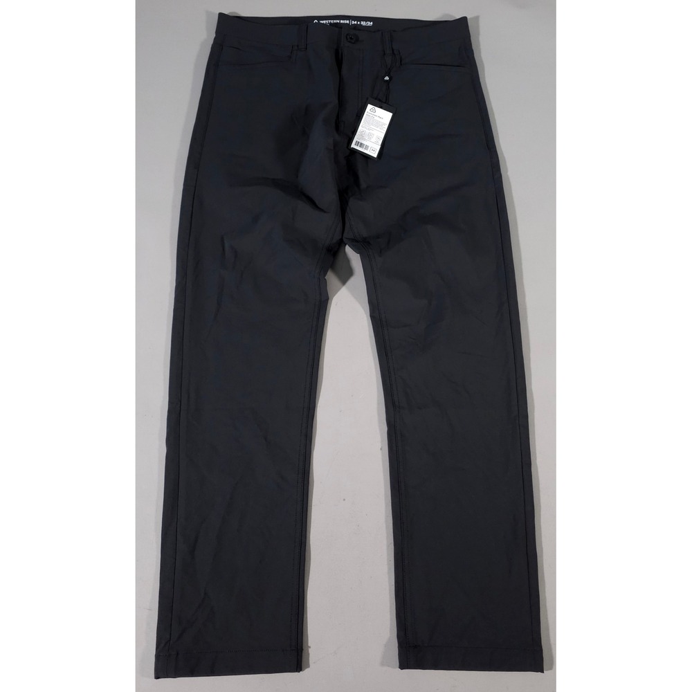 Western Rise Evolution Pant Mens 34 Black Slim Fit Stretch Travel Trousers